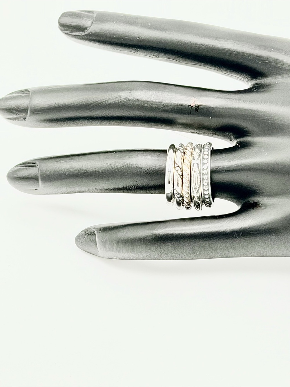 Silpada Sterling Silver “STACKS OF PLENTY” Set of 5 Unique Stacking Rings - Picture 4 of 15